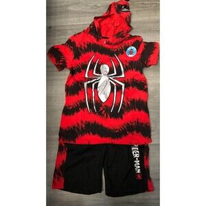 Boys Spiderman Short Set Red and Black Size 8 NWT B5